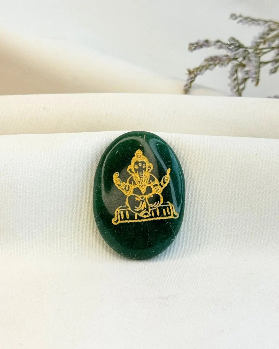 Lucky Ganesha Pocket Stone Crystal Coin