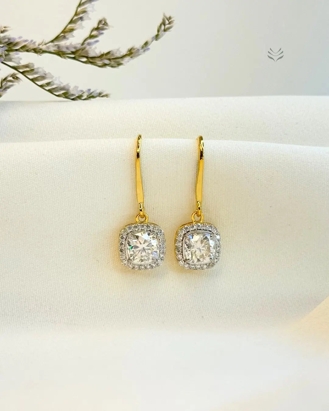 Luna Multi-moissanite Square Silver Gold-plated Loop Earrings