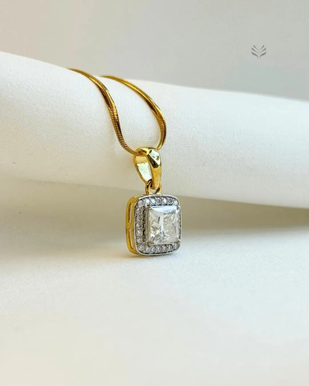 Luna Multi-moissanite Square Silver Gold-plated Pendant