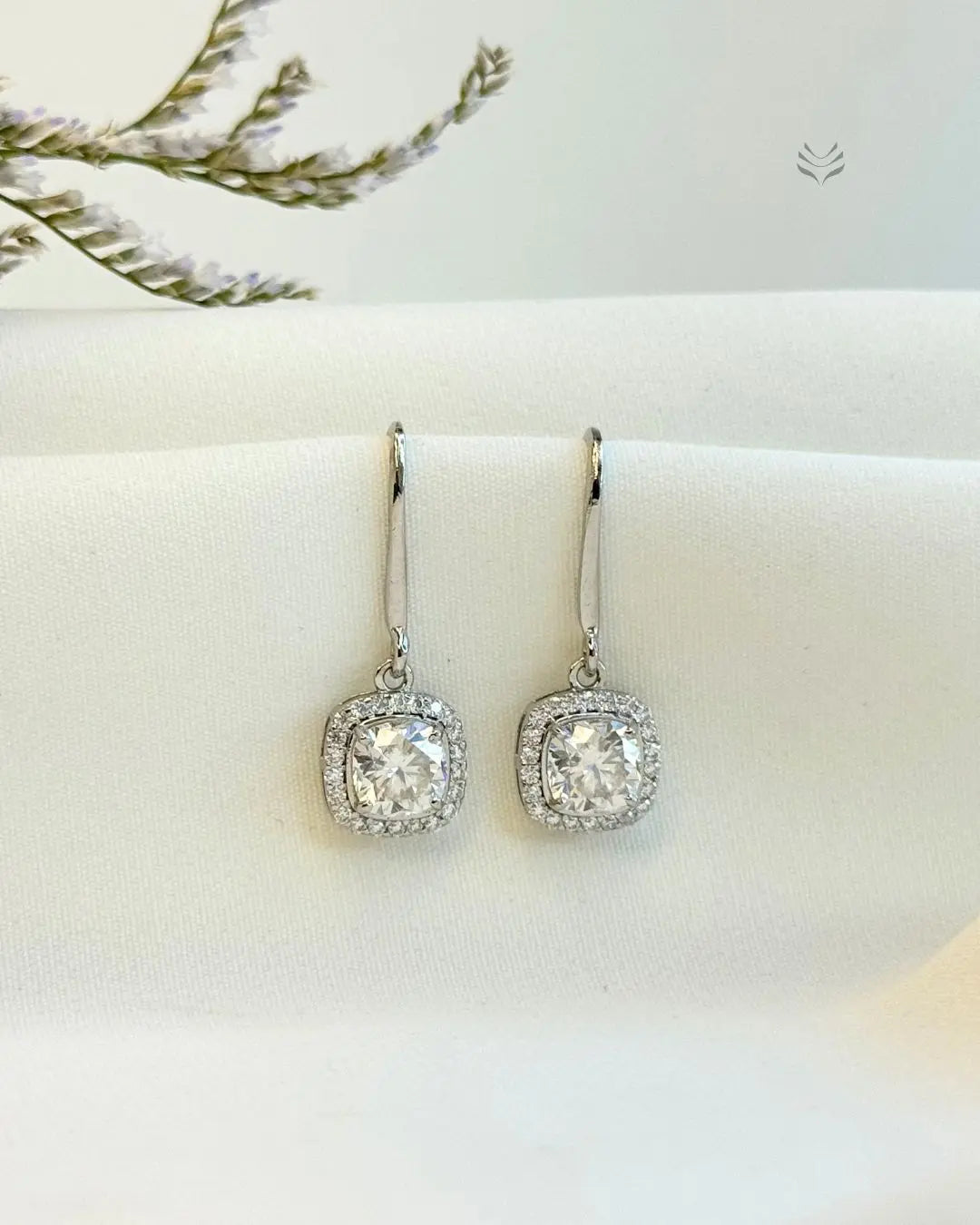 Luna Multi-moissanite Square Silver Loop Earrings