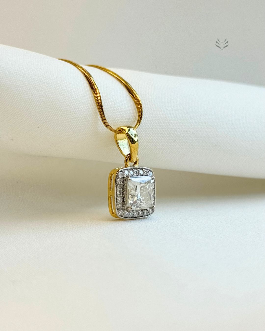 Luna Multi-moissanite Square Silver Gold-plated Pendant
