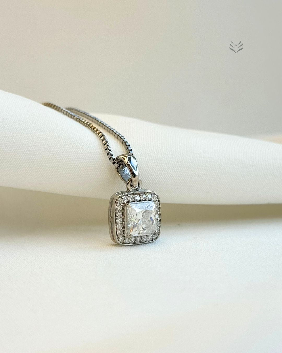 Luna Multi-moissanite Square Silver Pendant