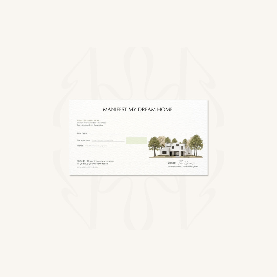 Manifest My Dream Home Cheque cards
