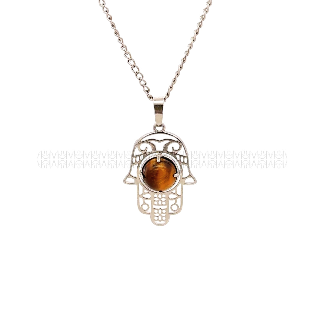 Messenger Tiger's Eye Hamsa Pendant