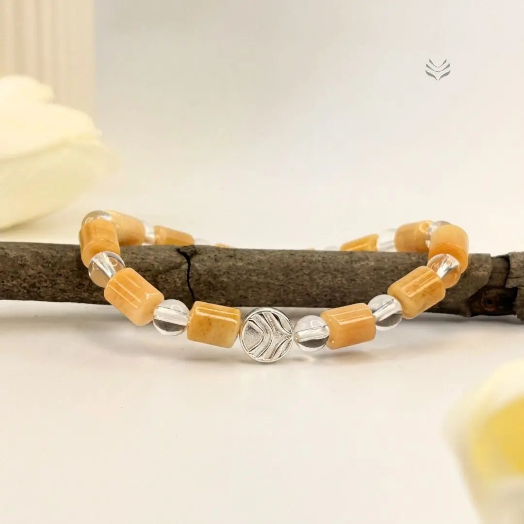 No More Waiting Yellow Aventurine And Clear Quartz Bracelet