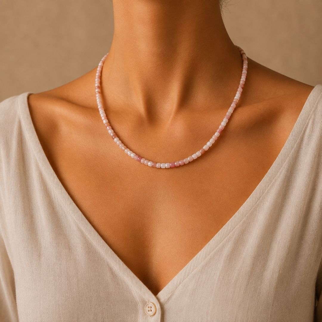 Pink Opal Silver Gem Cut Torana