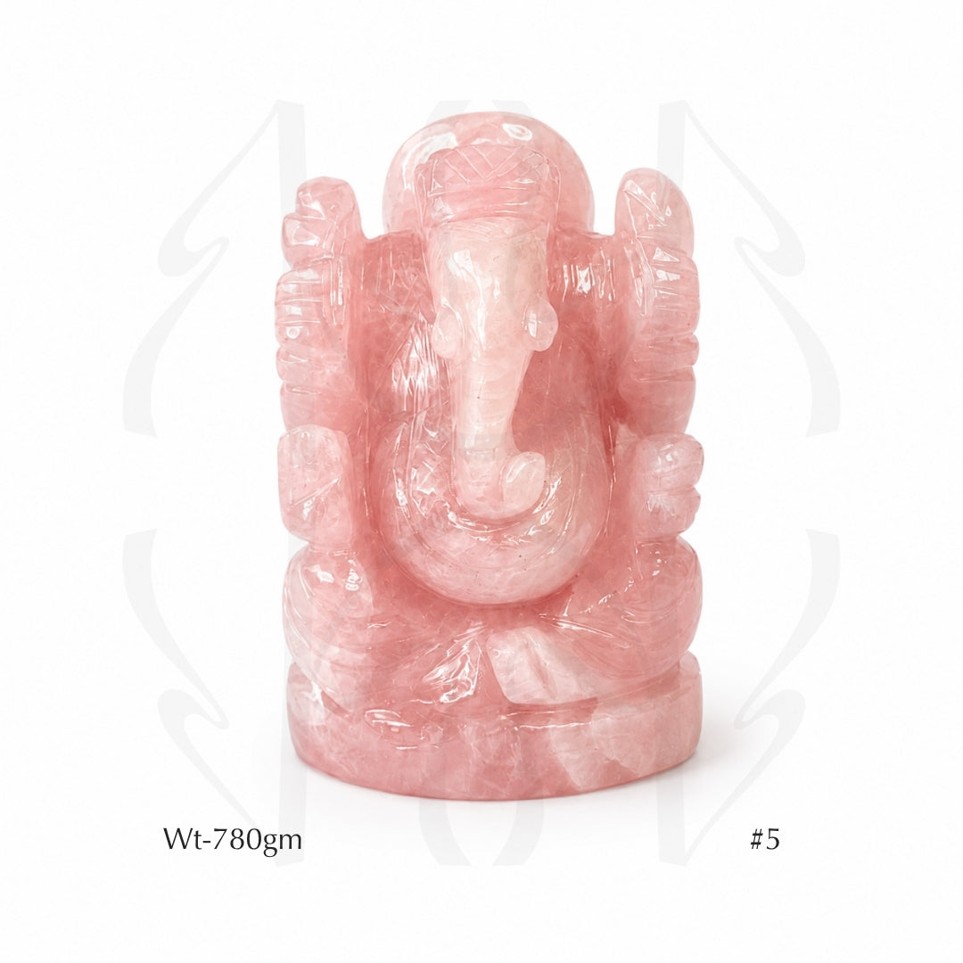 Rose Quartz Ganesha Idol