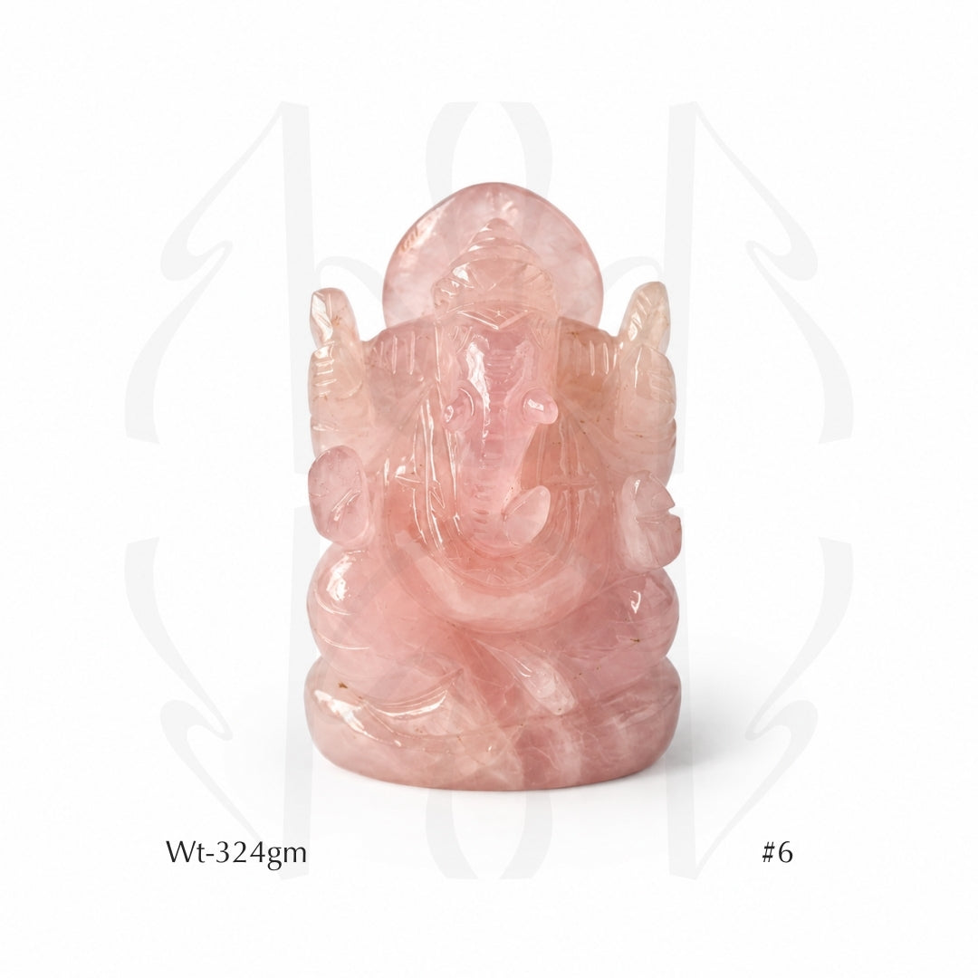 Rose Quartz Ganesha Idol