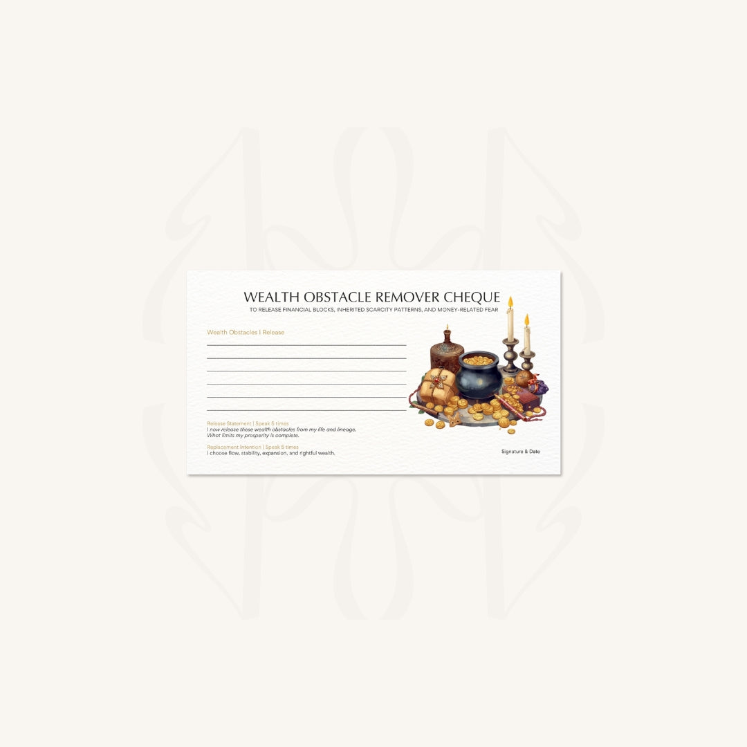 Wealth Obstacle Remover Cheque cards