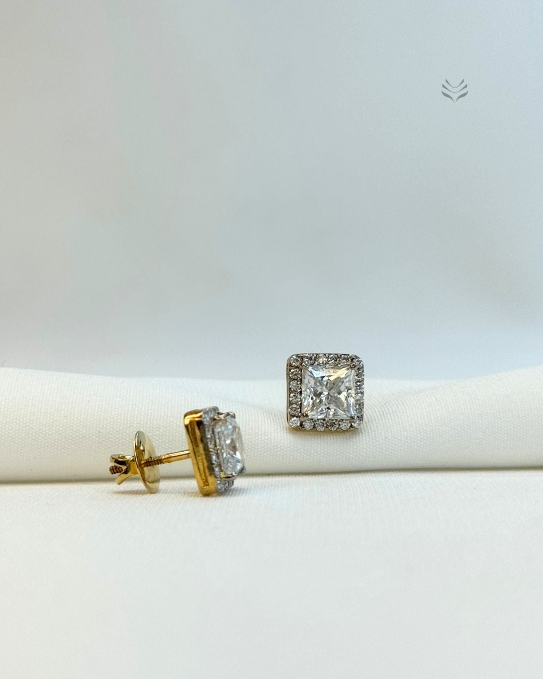 Luna Multi-moissanite Square Silver Gold-plated Screw Back Earrings