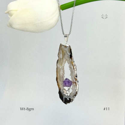 Geode With Pinned Amethyst Pendant