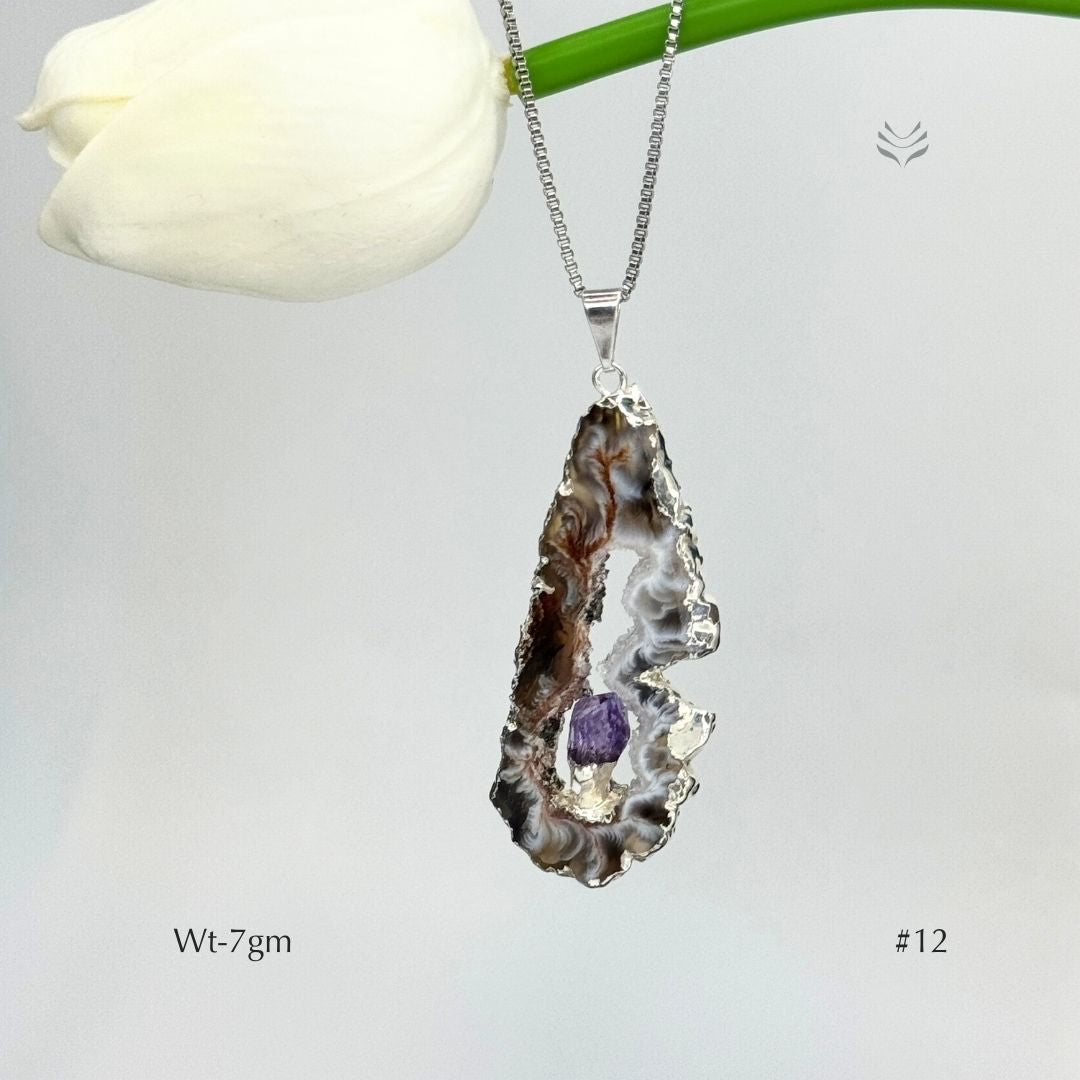 Geode With Pinned Amethyst Pendant