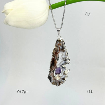 Geode With Pinned Amethyst Pendant