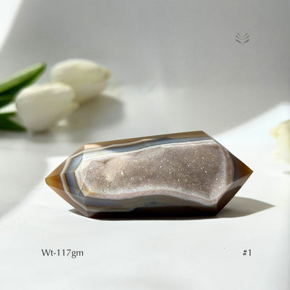 2X Abundance Druzy Agate Double Point