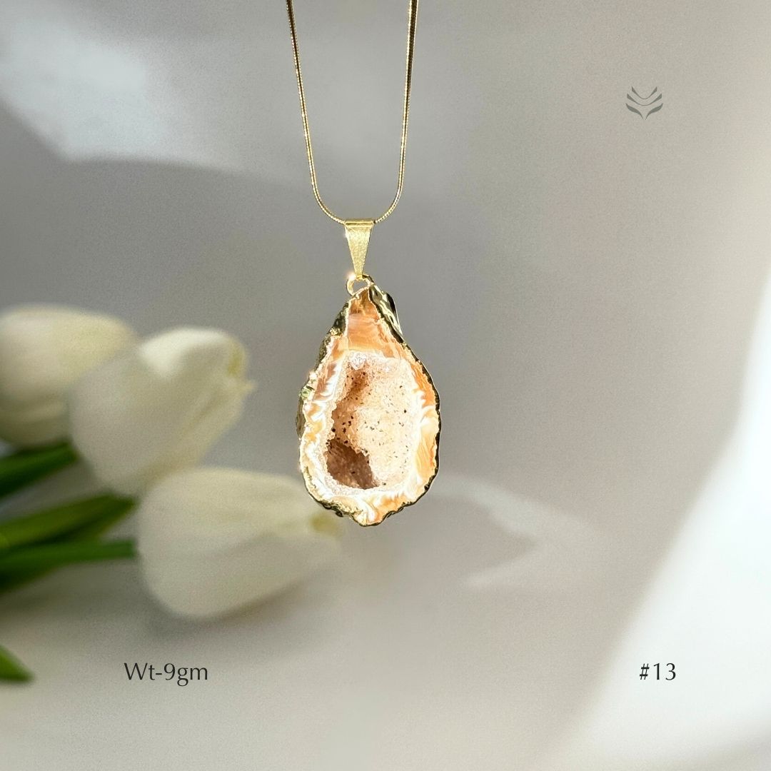 Half Geode Pendant Gold Plated