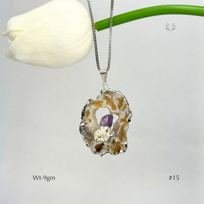Geode With Pinned Amethyst Pendant