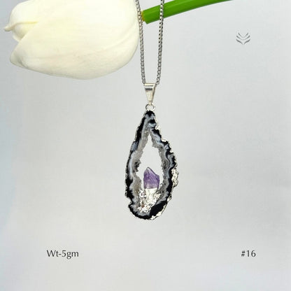 Geode With Pinned Amethyst Pendant