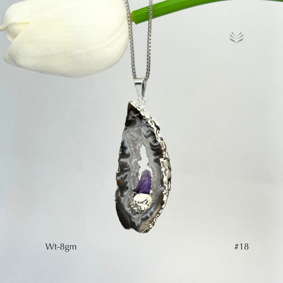 Geode With Pinned Amethyst Pendant