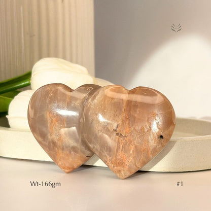 Bonding Peach Moonstone Double Heart