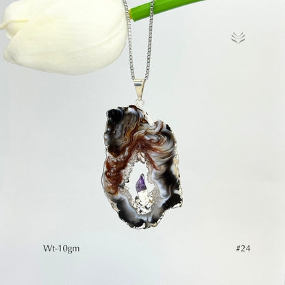 Geode With Pinned Amethyst Pendant
