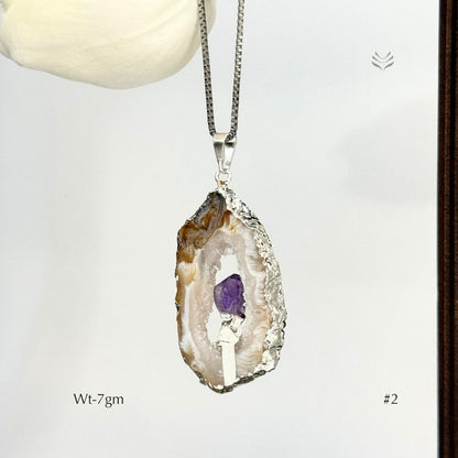 Geode With Pinned Amethyst Pendant