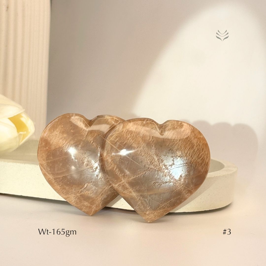 Bonding Peach Moonstone Double Heart