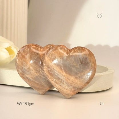 Bonding Peach Moonstone Double Heart