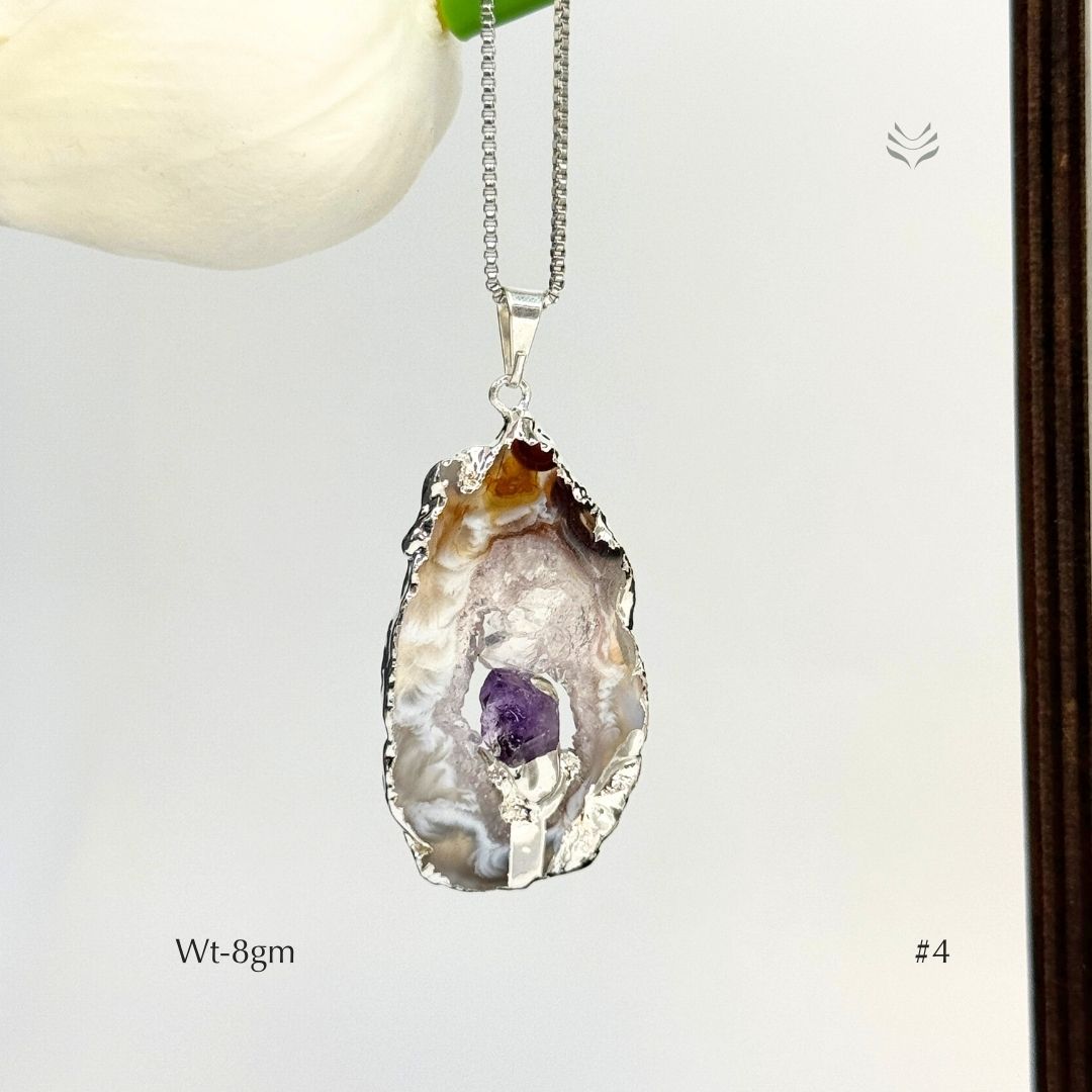 Geode With Pinned Amethyst Pendant