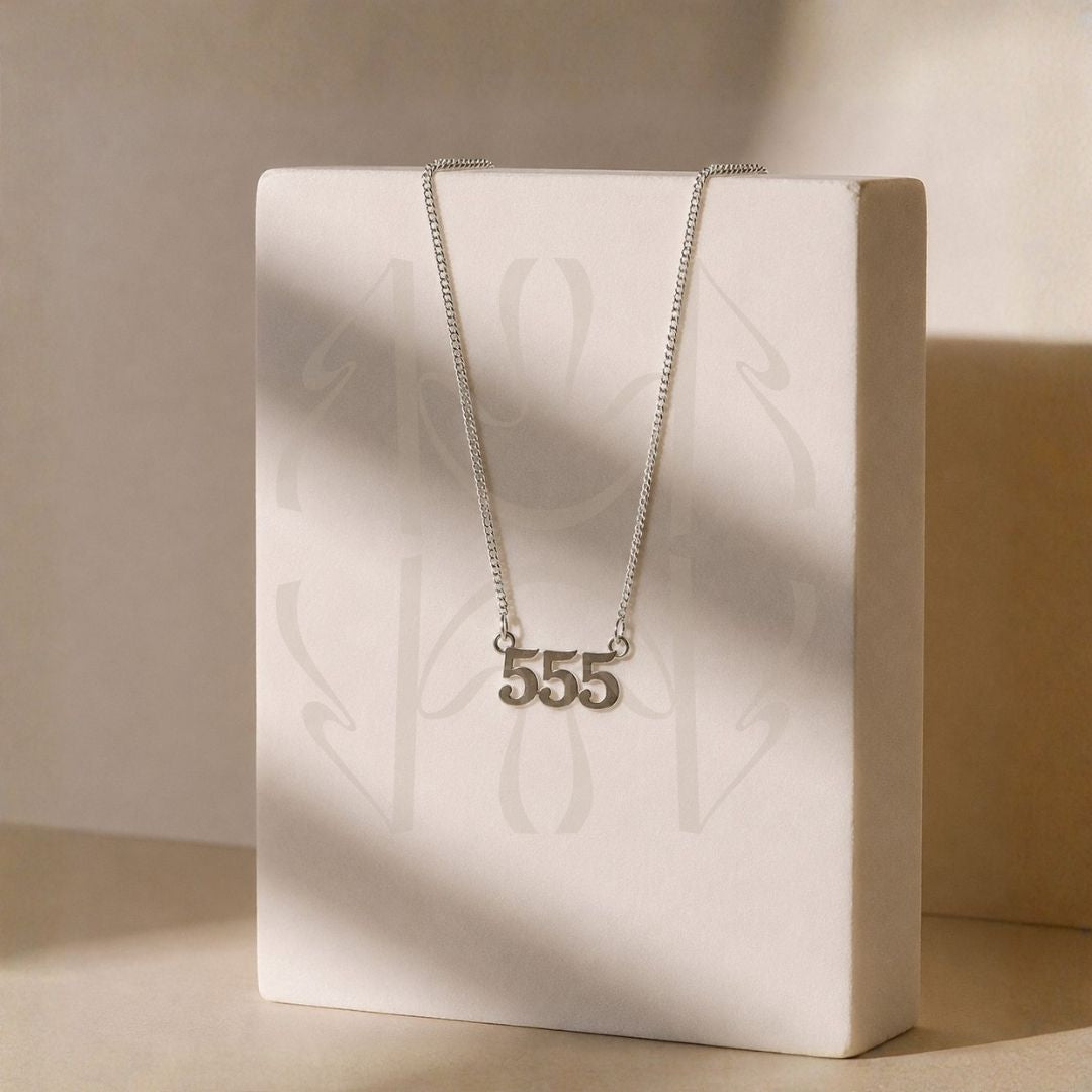 555 Silver Angel Number Pendant