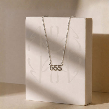 555 Silver Angel Number Pendant