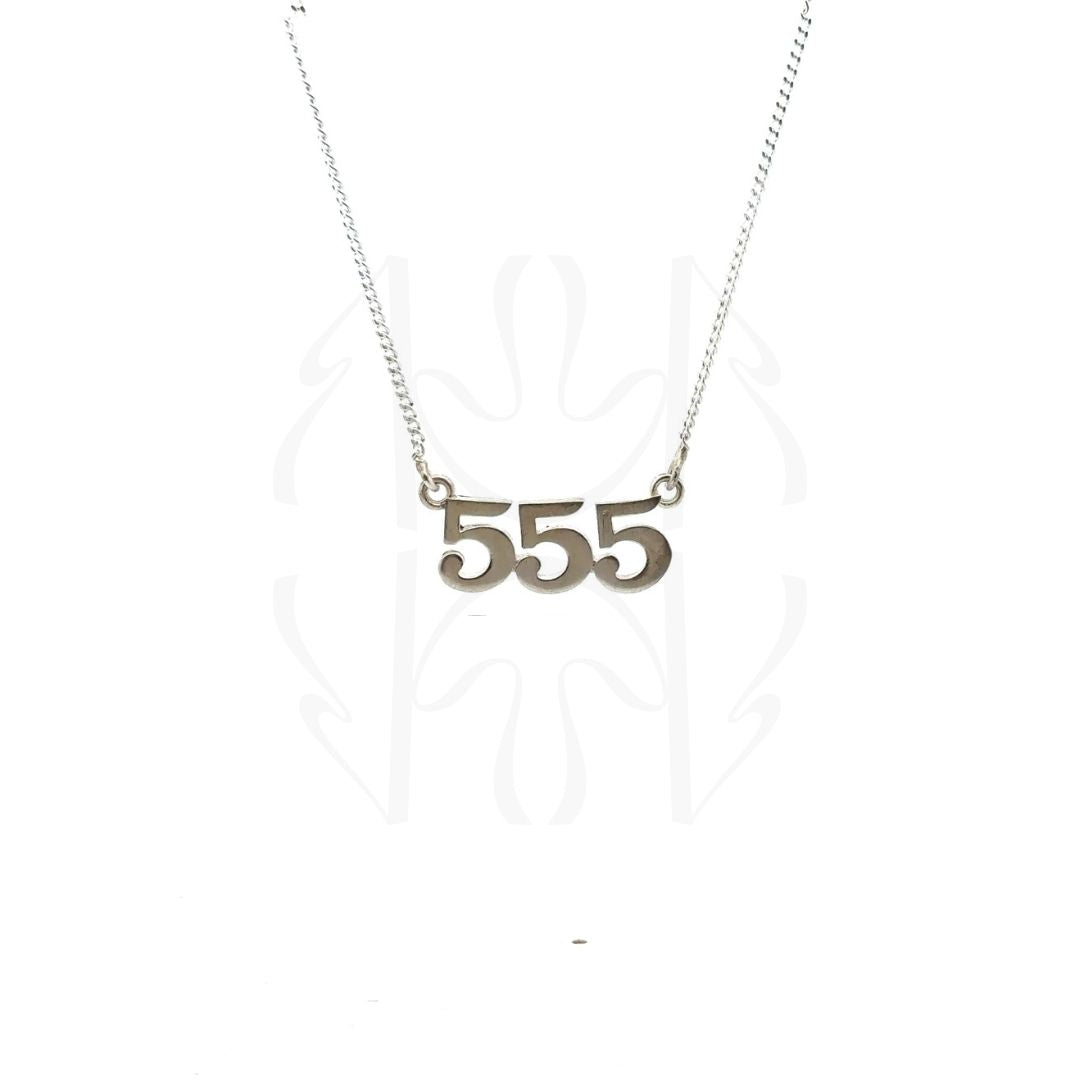 555 Silver Angel Number Pendant