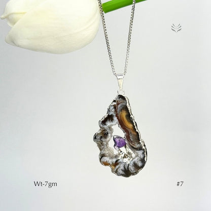 Geode With Pinned Amethyst Pendant