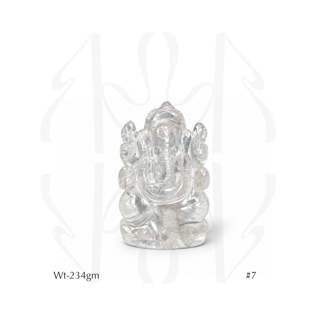 Clear Quartz Ganesha  Idol