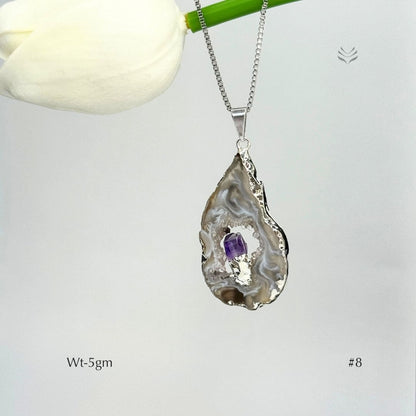 Geode With Pinned Amethyst Pendant