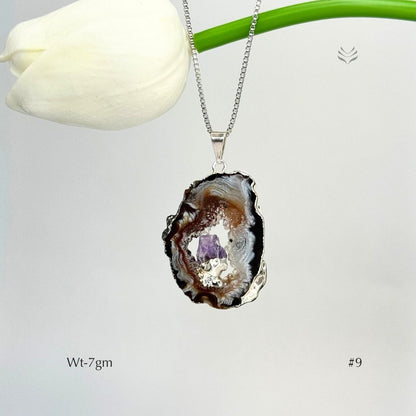 Geode With Pinned Amethyst Pendant