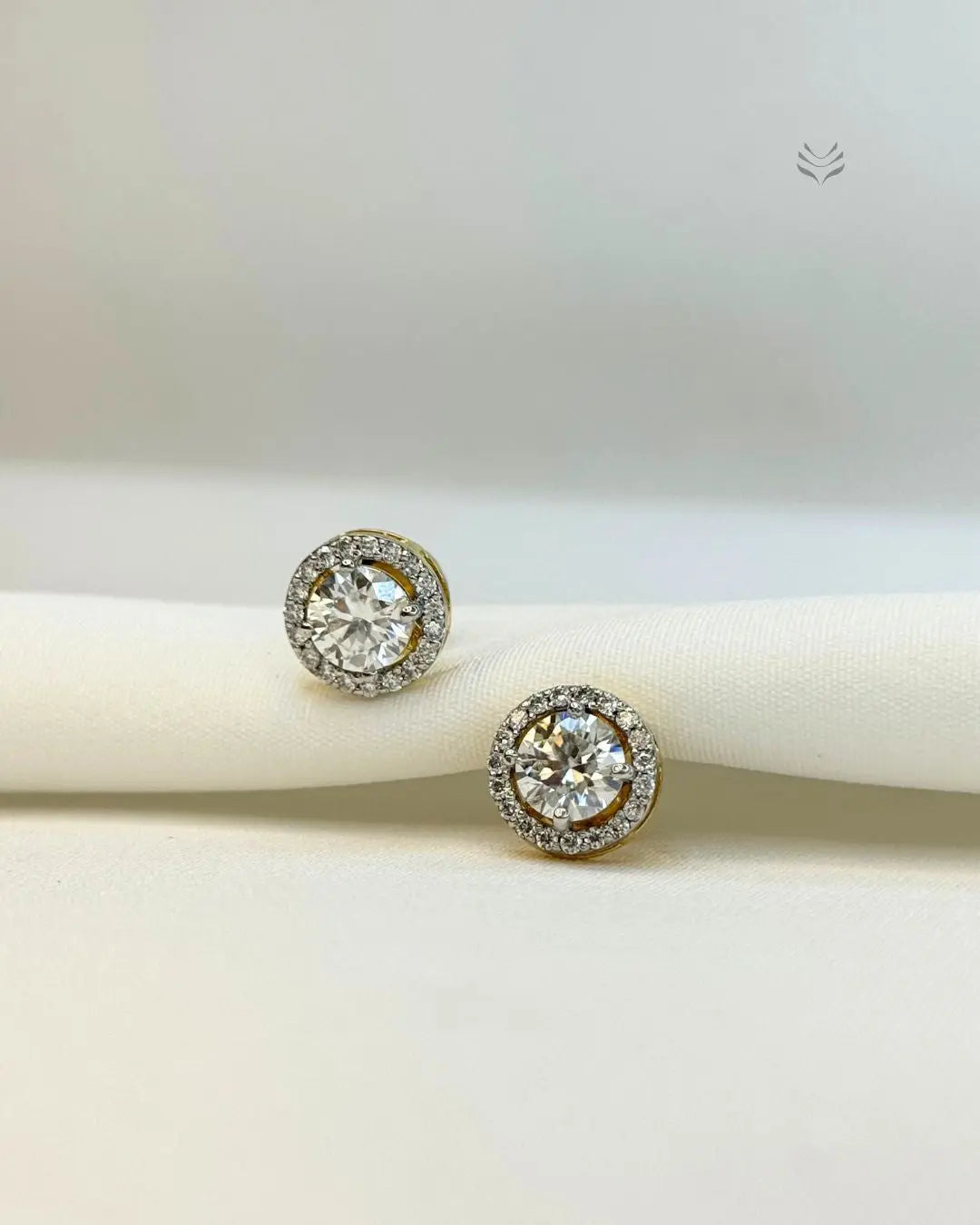 Athena Multi-moissanite Round Silver Gold-plated Screw Back Earrings 
