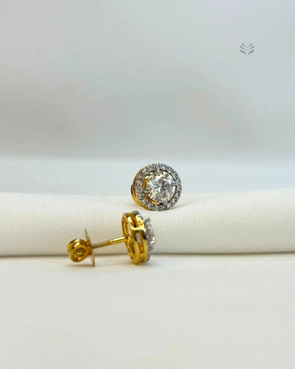 Athena Multi-moissanite Round Silver Gold-plated Screw Back Earrings 