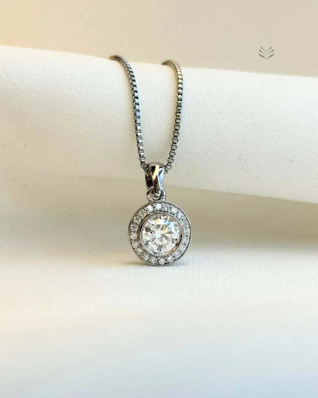Athena Multi-moissanite Round Silver Pendant 
