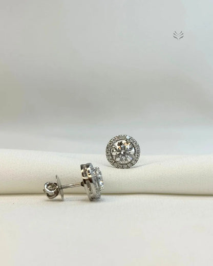 Athena Multi-moissanite Round Silver Screw Back Earrings 