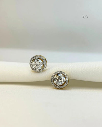 Athena Multi-moissanite Round Silver Screw Back Earrings 