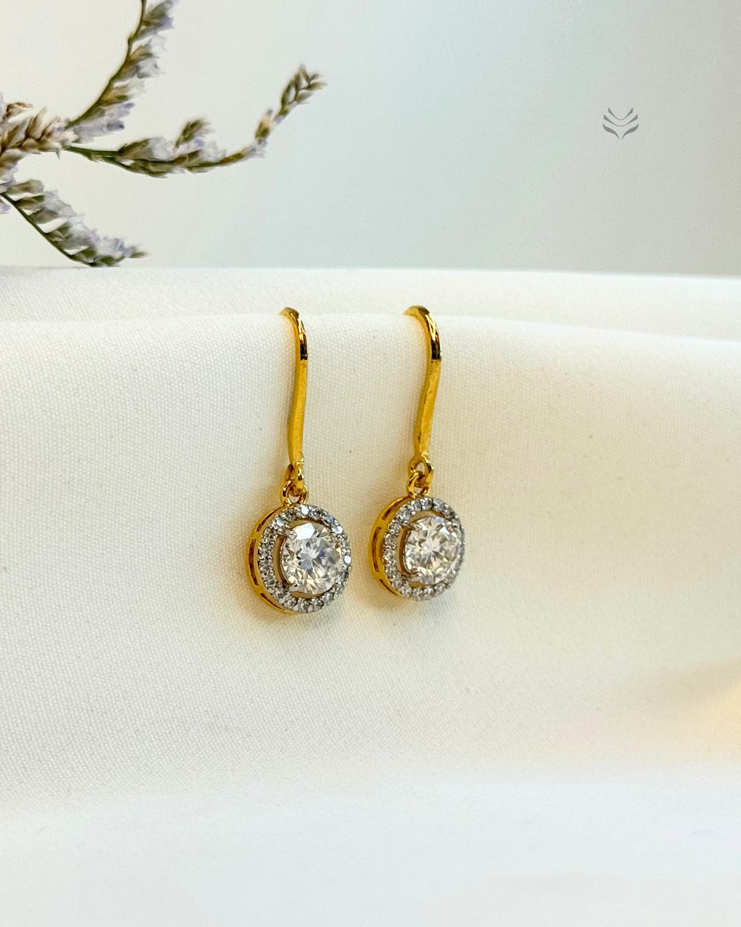 Athena Multi-moissanite Round Silver Gold-plated Loop Earrings 