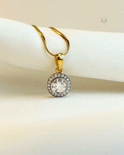 Athena Multi-moissanite Round Silver Gold-plated Pendant 