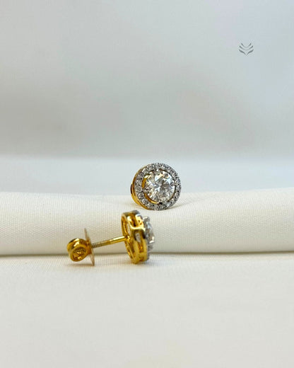 Athena Multi-moissanite Round Silver Gold-plated Screw Back Earrings 