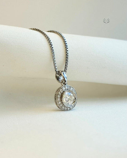 Athena Multi-moissanite Round Silver Pendant 
