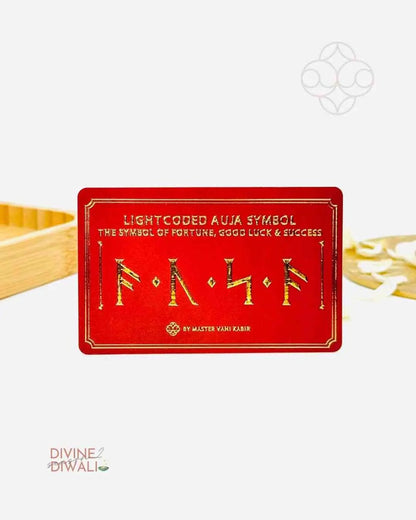 Red Light-Coded Auja Card with runic symbols for good luck