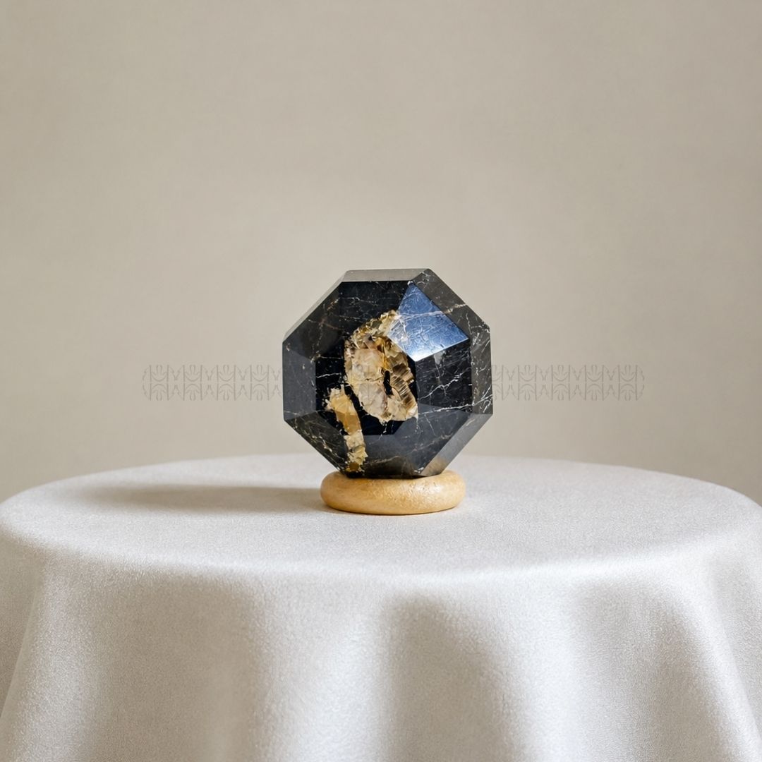 Black Tourmaline Faceted Sphere  Crystal Sphere