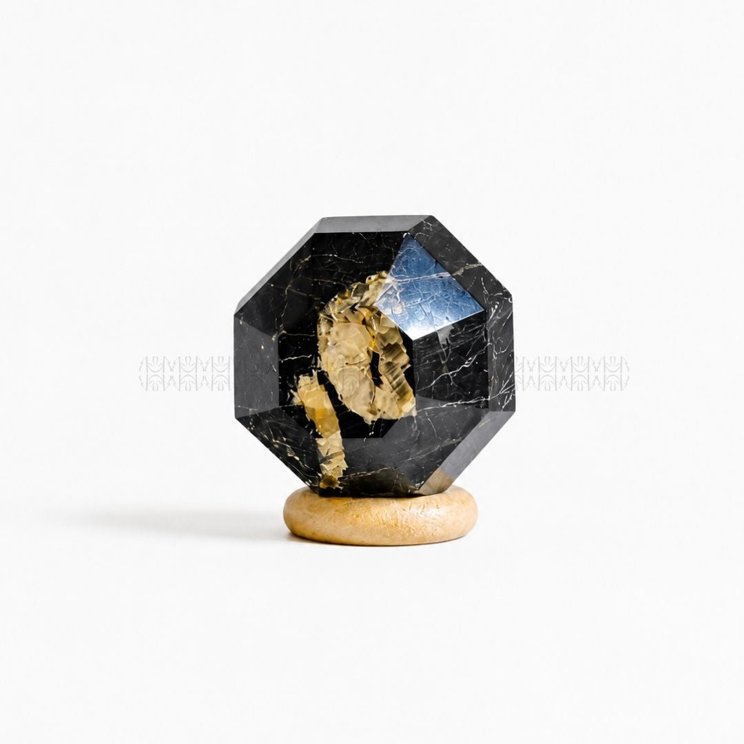 Black Tourmaline Faceted Sphere  Crystal Sphere