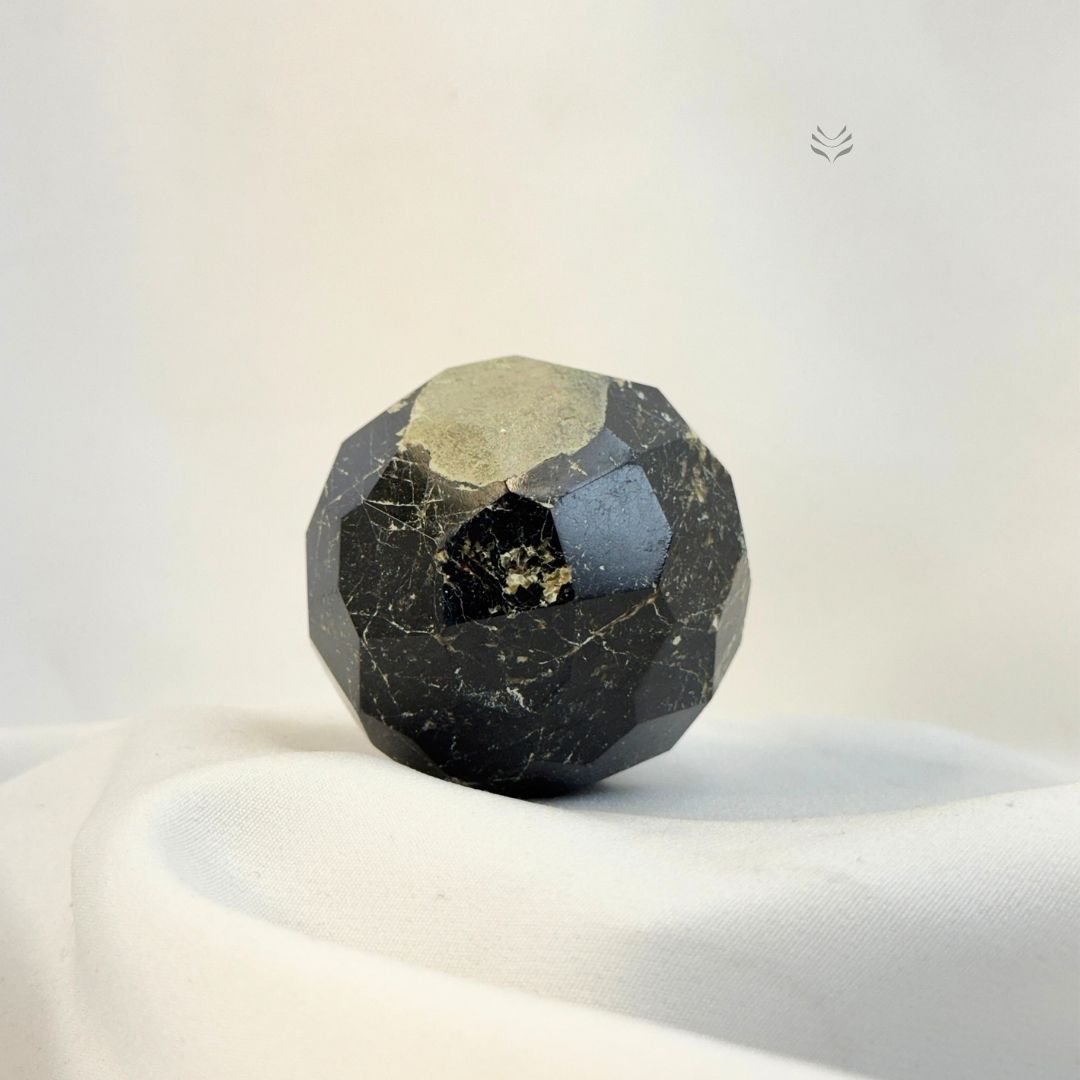 Black Tourmaline Faceted Sphere Small 