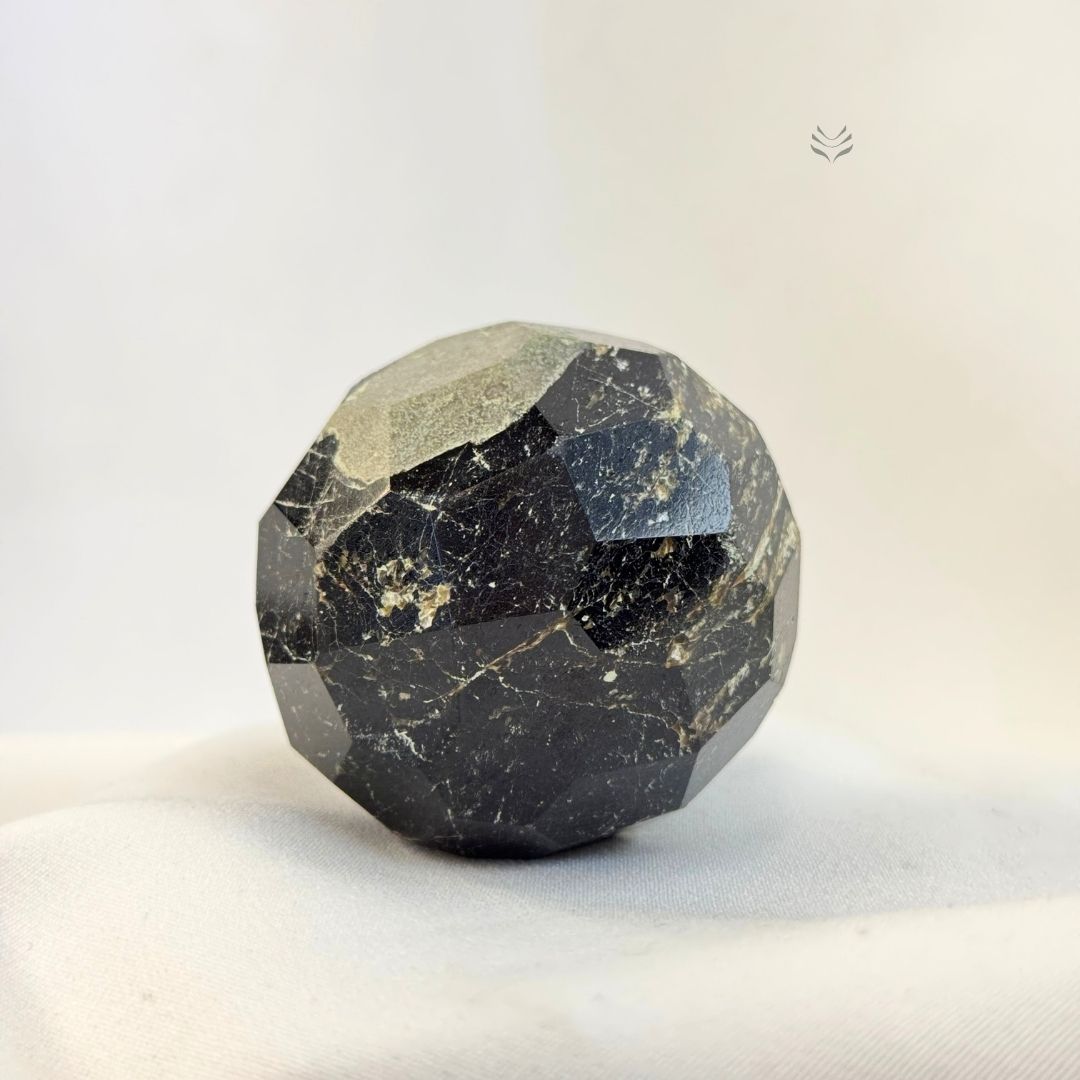 Black Tourmaline Faceted Sphere Small 