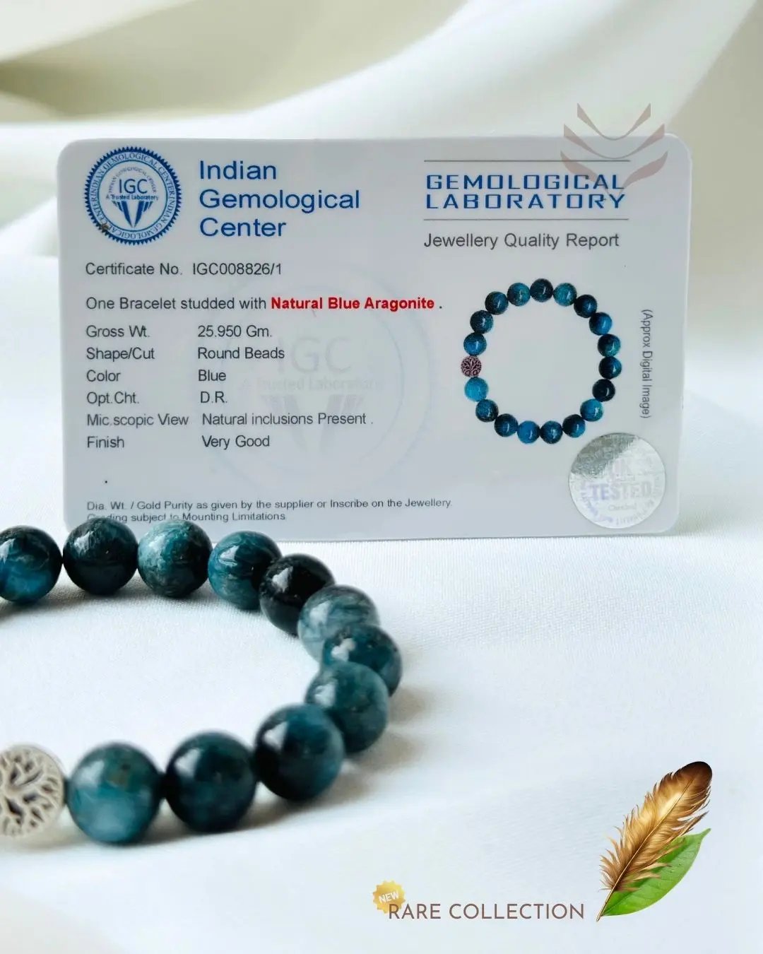 Blue Aragonite Bracelet Male - Main Image